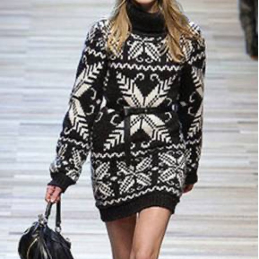 D&G Fair Isle Turtleneck Sweater Dress